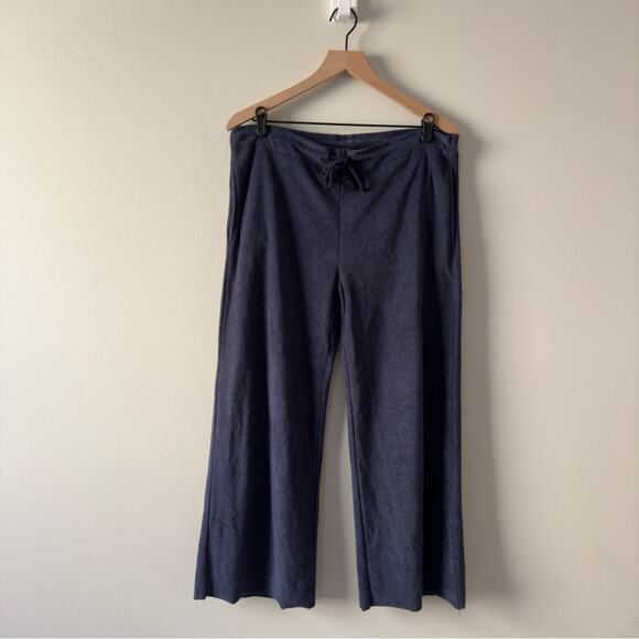 Free People FP Movement Summer Tide Pants in Midnight Navy Terrycloth wide leg - Picture 1 of 10
